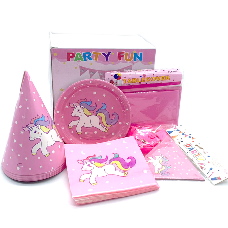 PARTY FUN UNICORN HAPPY BIRTHDAY PARTY SET.