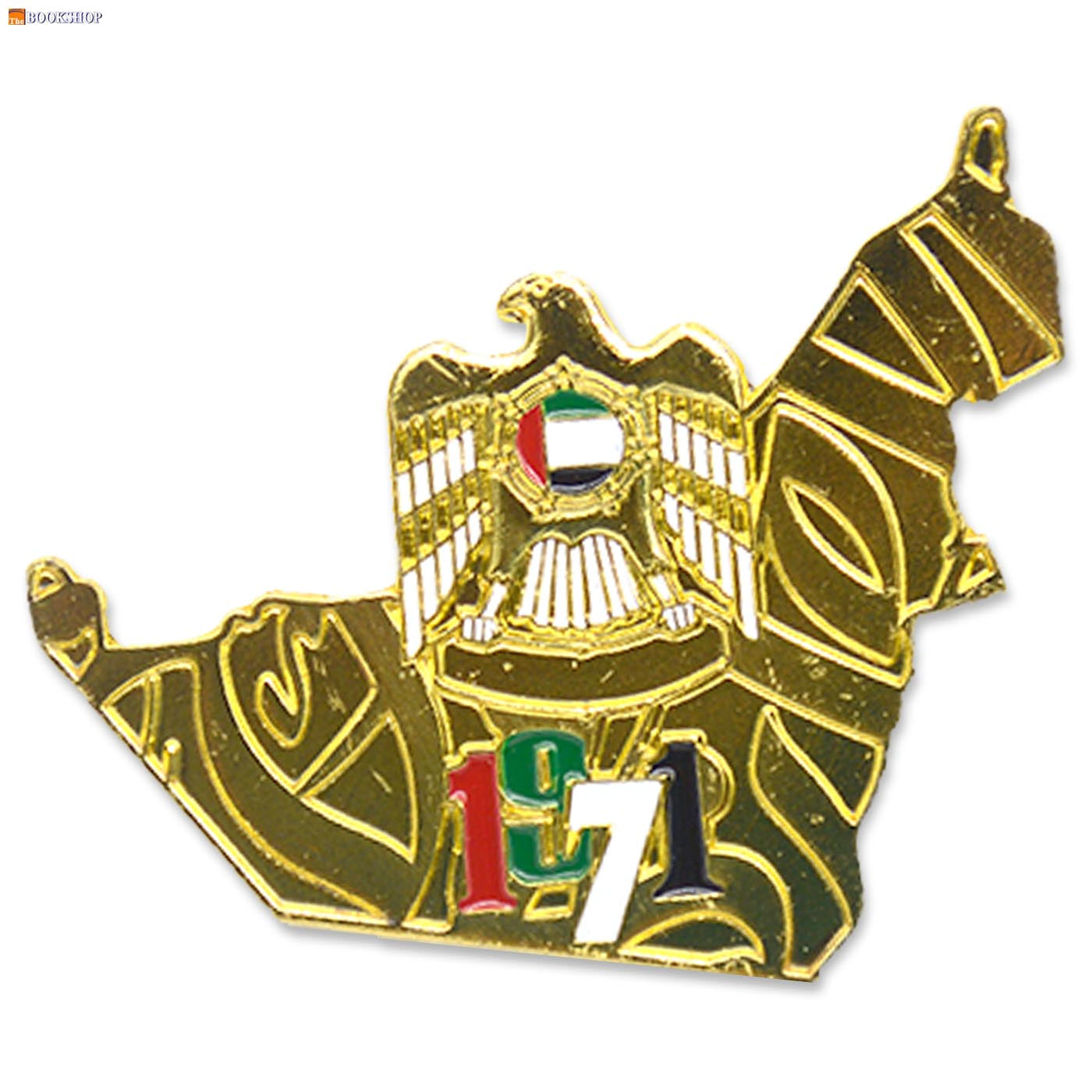 UAE MAP WITH FALCON METAL BROOCH