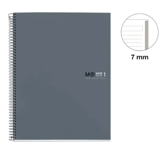 MIQUELRIUS MR-1 HARD COVER SPIRAL A4 90G 80SHT 1LINE NOTEBOOK-GRAPHITE