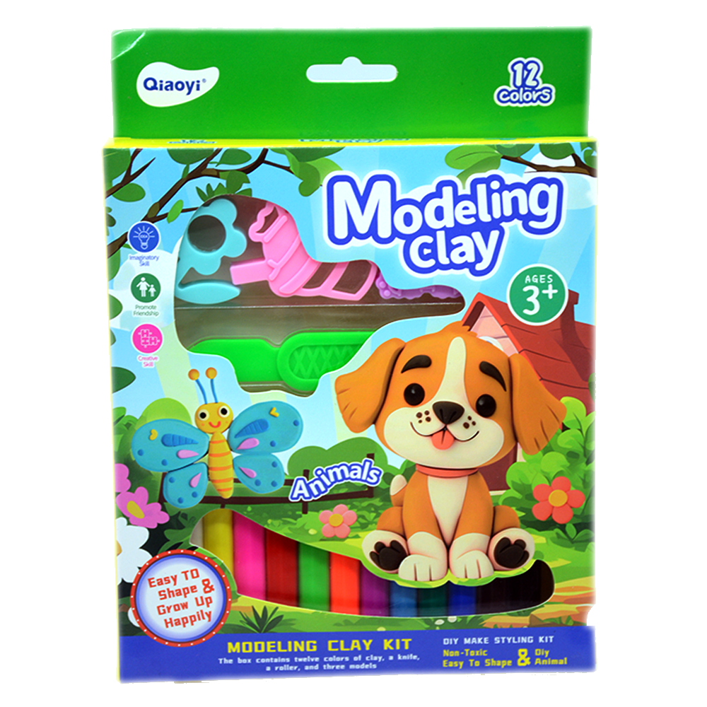 QIAOYI 12PCS MODELLING CLAY+3PCS ANIMALS MOLD ACC PACK 8146