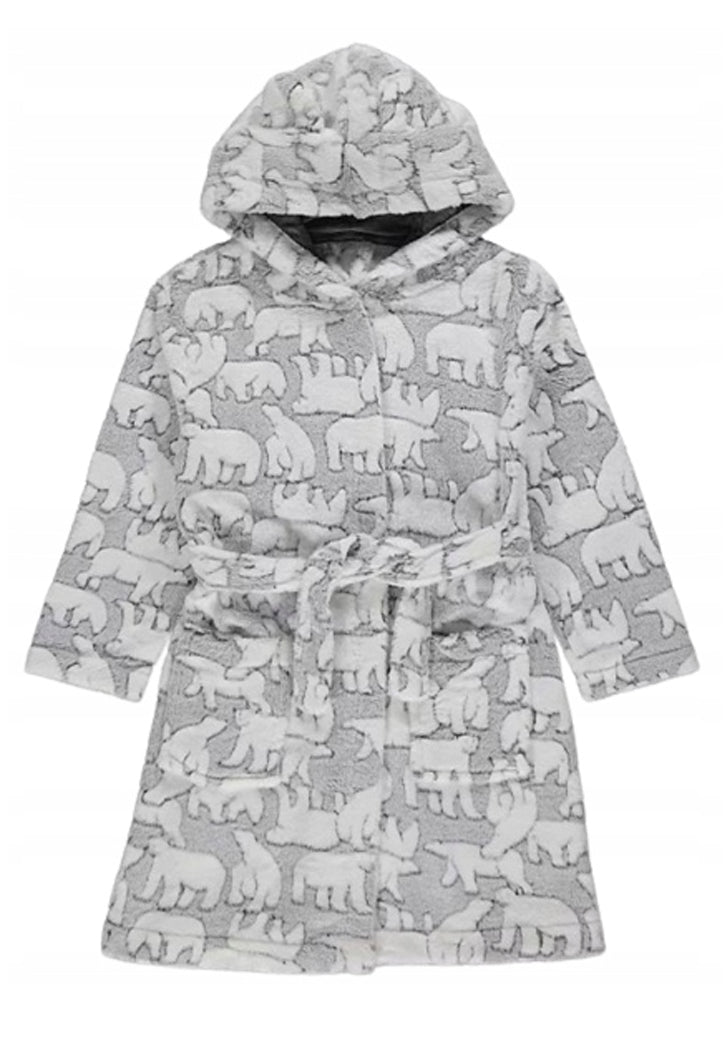 GEORGE KIDS ROBE W/ HOODIE POLAR BEAR PRINT