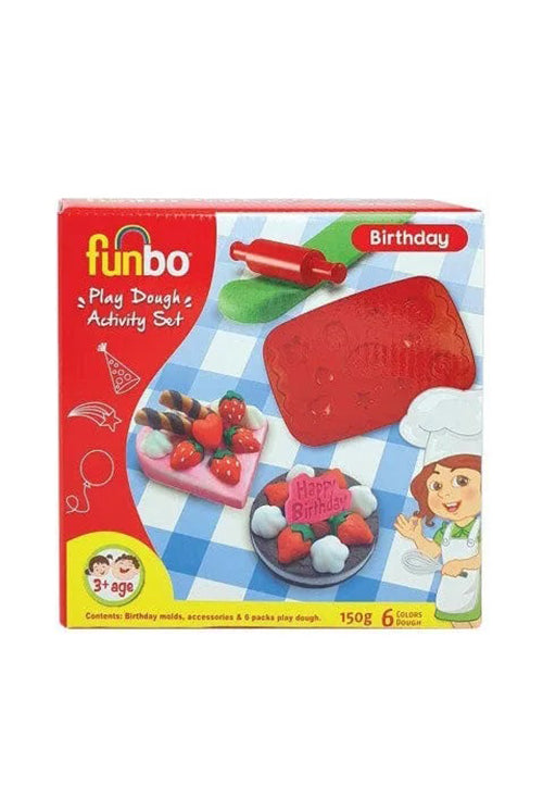 FUNBO PLAY DOUGH ACTIVITY SET 6COLORS 150G-BIRTHDAY