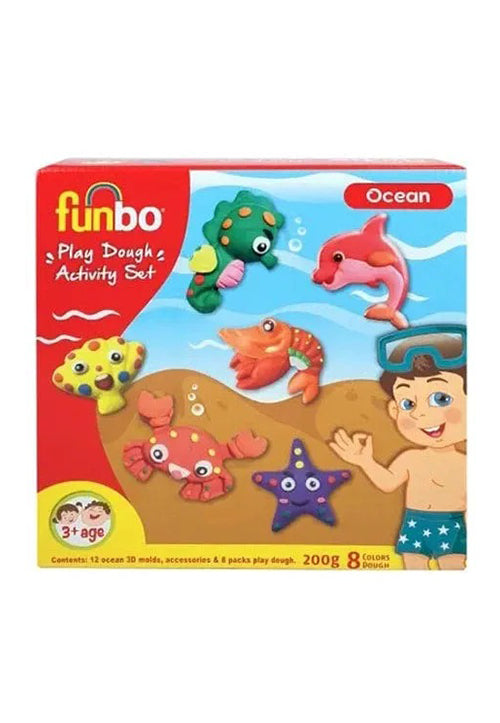 FUNBO PLAY DOUGH ACTIVITY SET 8COLORS 200G-OCEAN