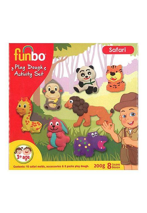 FUNBO PLAY DOUGH ACTIVITY SET 8COLORS 200G-SAFARI