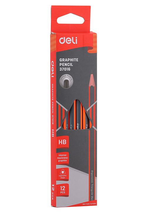 DELI BLACK LEAD TRAINGULAR PENCILS 12PCS-HB