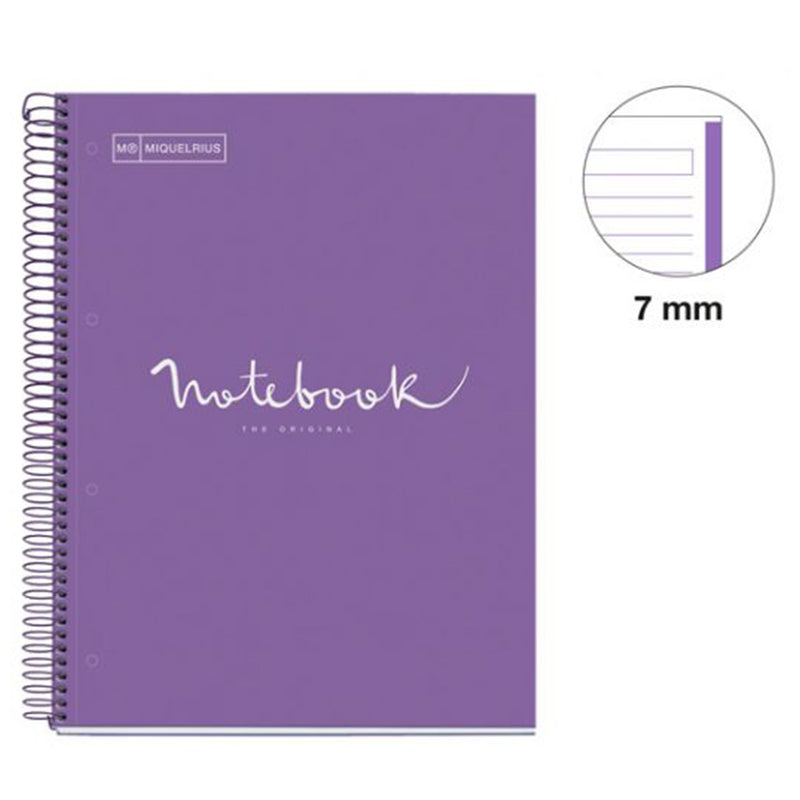 MIQUELRIUS MR HARD COVER SPIRAL A4 90G 80SHT 1LINE NOTEBOOK-EMOTIONS PURPLE