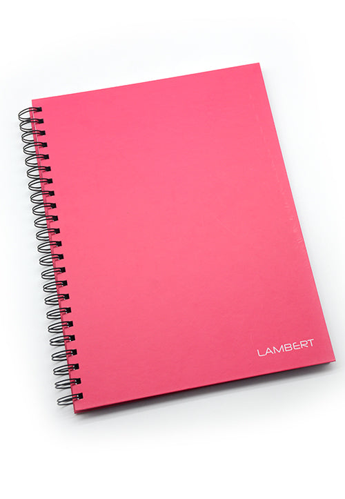 LAMBERT WIRE-O HARD COVER NOTEBOOK SINGLE LINE A4 100SHT MATT MAGENTA