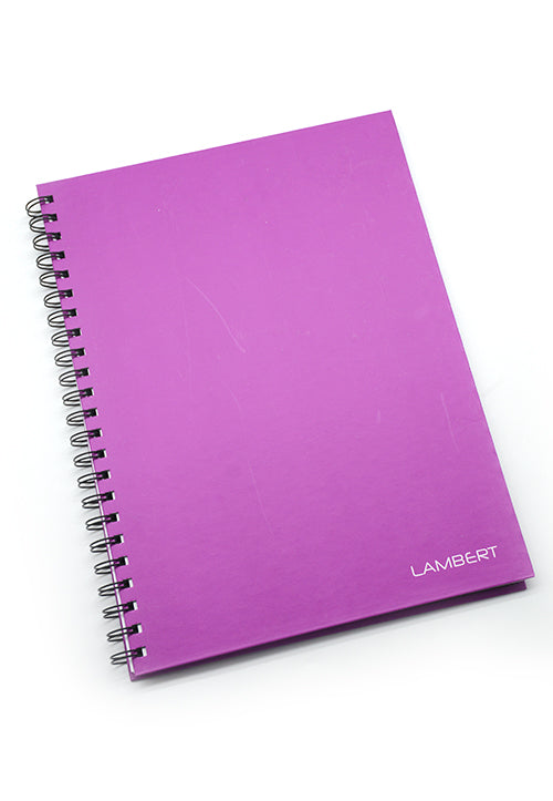 LAMBERT WIRE-O HARD COVER NOTEBOOK SINGLE LINE A4 100SHT MATT VIOLET