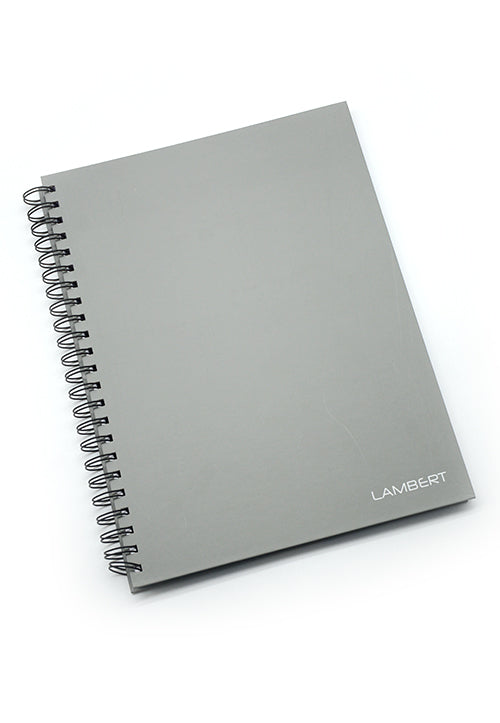 LAMBERT WIRE-O HARD COVER NOTEBOOK SINGLE LINE A4 100SHT MATT GREY