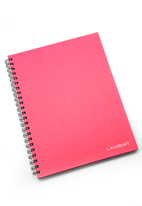 LAMBERT WIRE-O HARD COVER NOTEBOOK 4 LINE A4 100SHT MATT MAGENTA