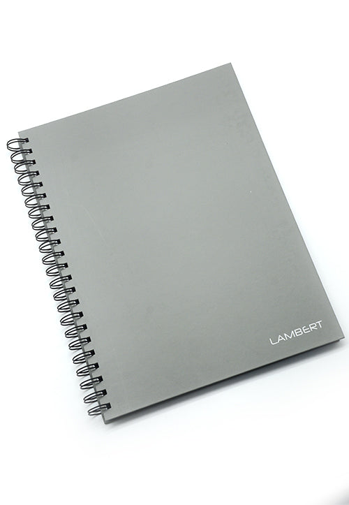 LAMBERT WIRE-O HARD COVER NOTEBOOK 4 LINE A4 100SHT MATT GREY