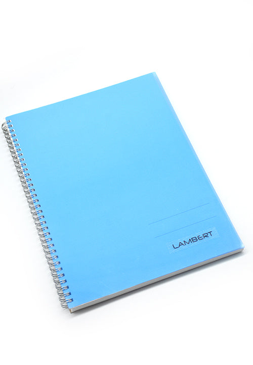 LAMBERT SPIRAL COLOUR PP 70G 100SHT 10MM SQUARE A4 NOTE BOOK-CYAN