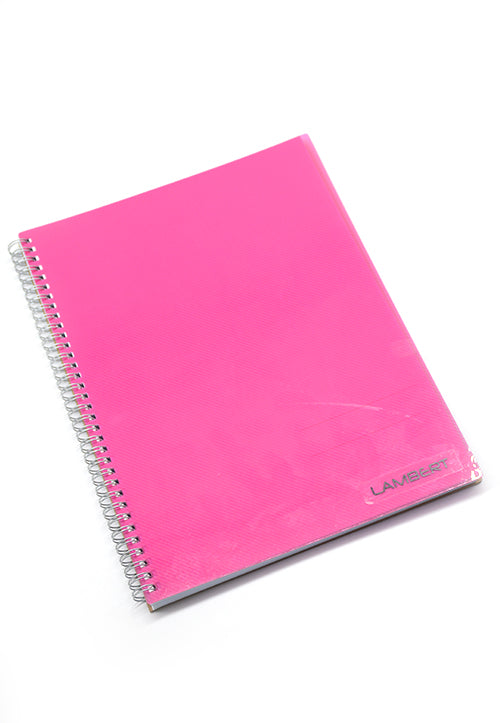 LAMBERT SPIRAL COLOUR PP 70G 100SHT 10MM SQUARE A4 NOTE BOOK-MAGENTA