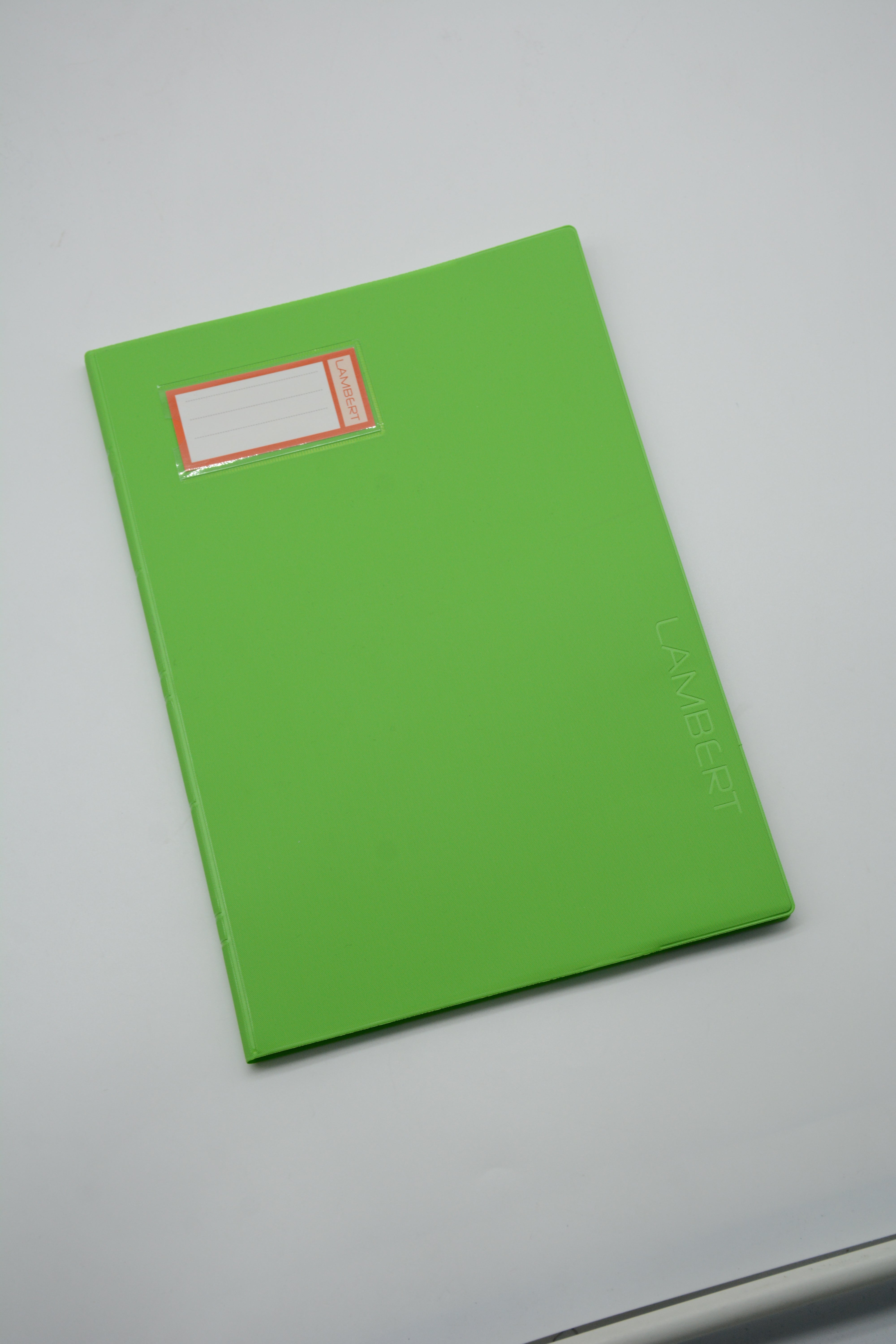 LAMBERT SOLID COLOUR PVC JACKET 100SHT SINGLE LINE A4 NOTE BOOK-APPLE GREEN