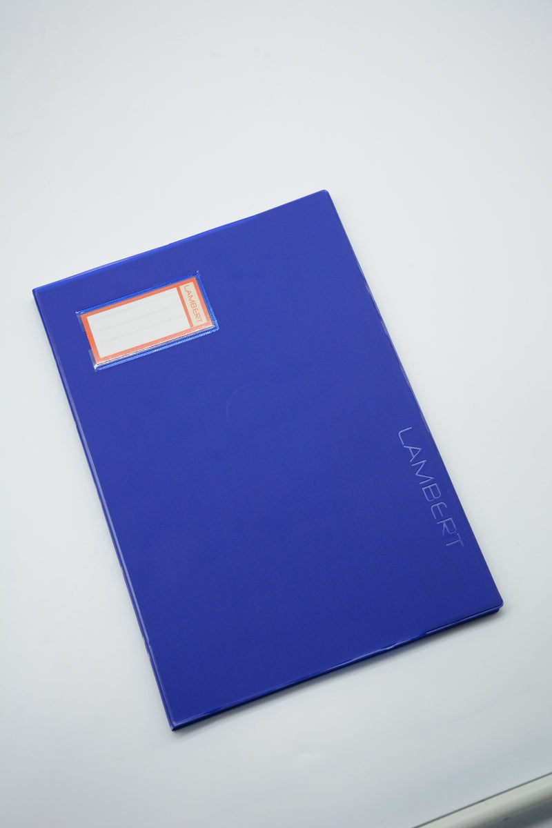 LAMBERT SOLID COLOUR PVC JACKET 100SHT 4 LINE A4 NOTE BOOK-DARK BLUE