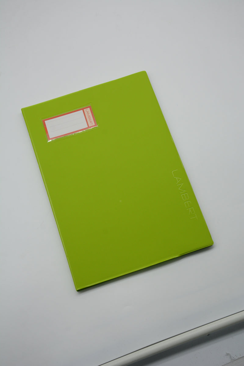 LAMBERT SOLID COLOUR PVC JACKET 100SHT 10MM SQUARE NOTEBOOK A4-GREEN