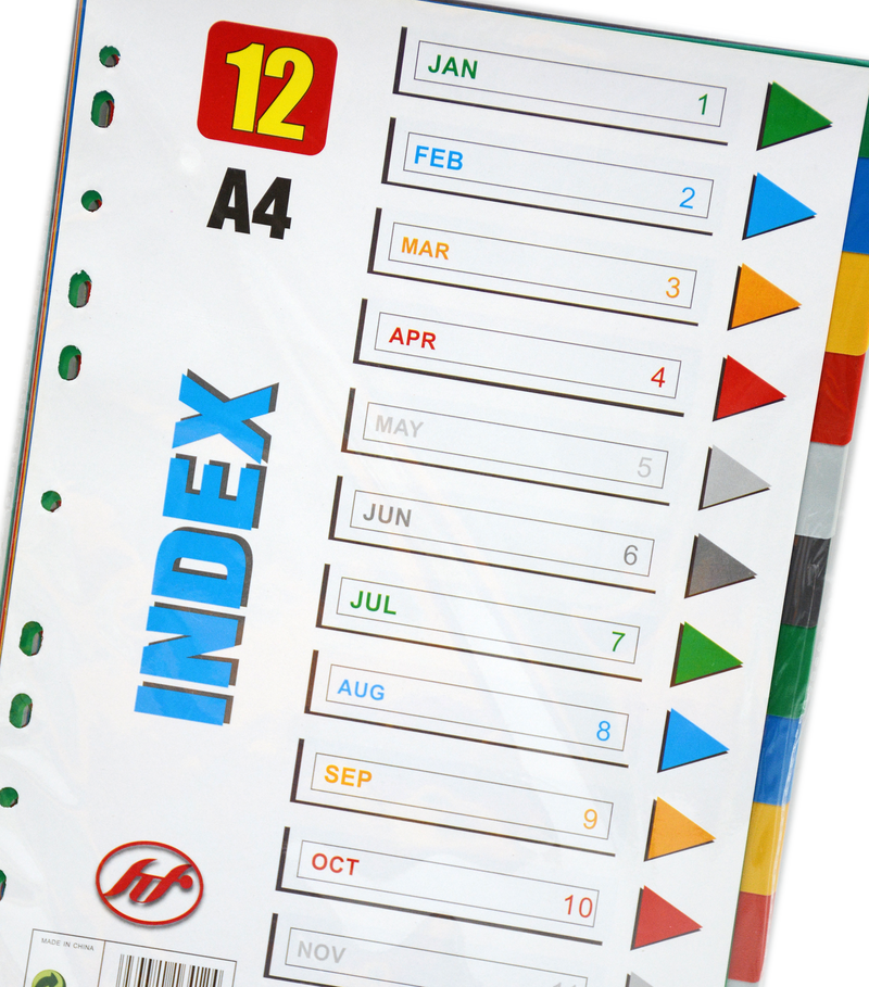 BENGE INDEX COLOR PP 12 DIVIDER W/O NUMBER A4