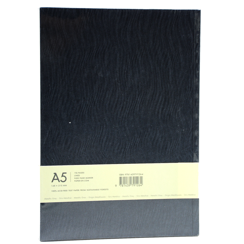 PAPER-OH YUKO ORI METALLIC GREY A5 LINED NOTEBOOK