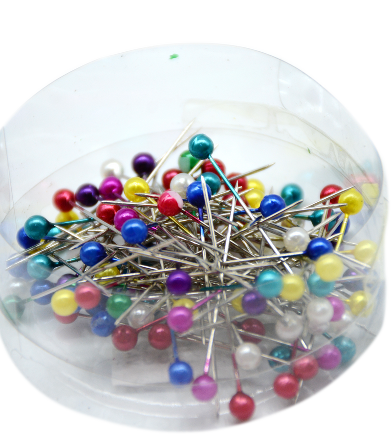 COLOURFUL PEARL ROUND HEAD PINS 100PCS