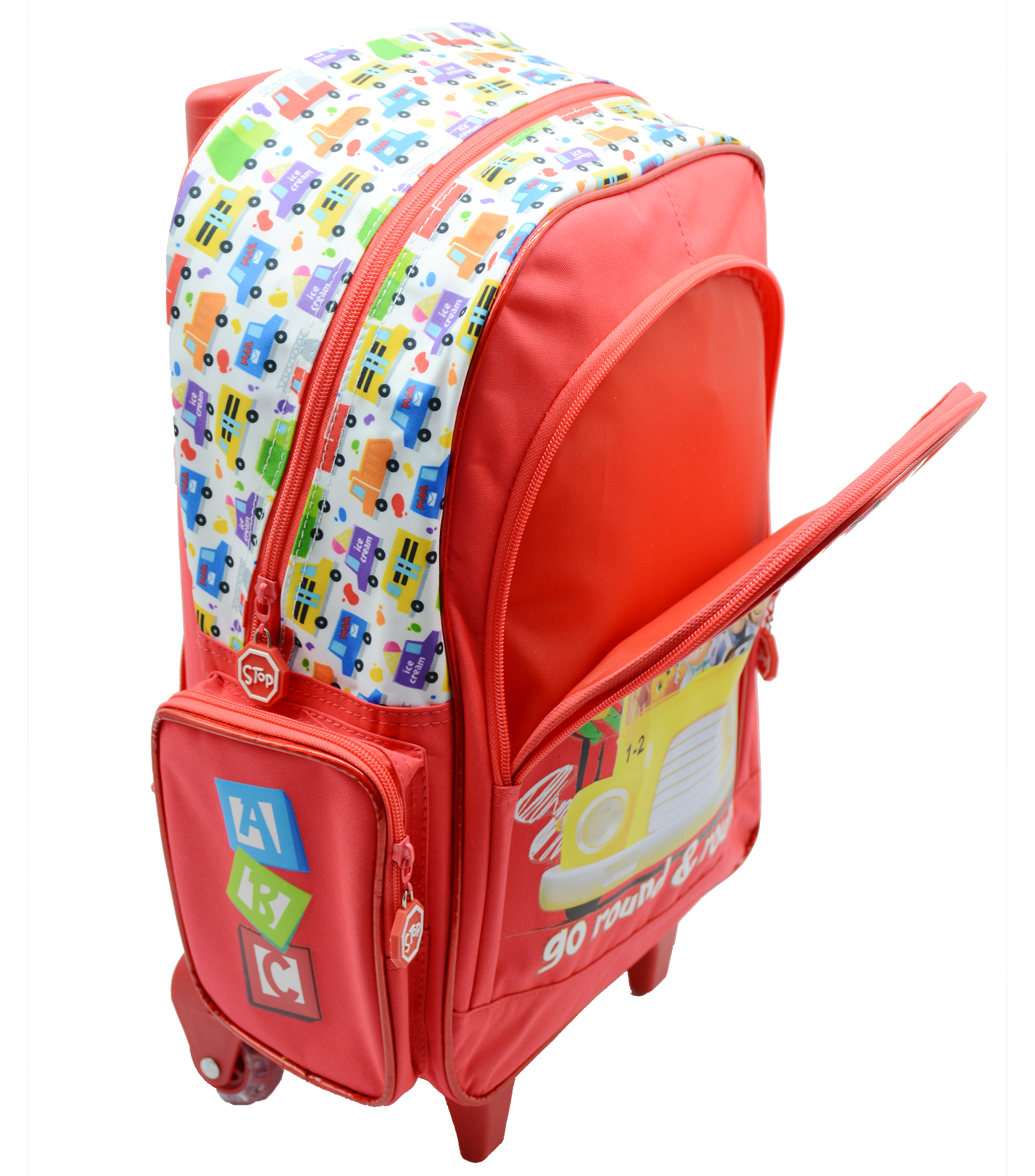 COCOMELON THE WHEELS ON THE BUS TROLLEY BAG W/2 COMPARMENT 16"