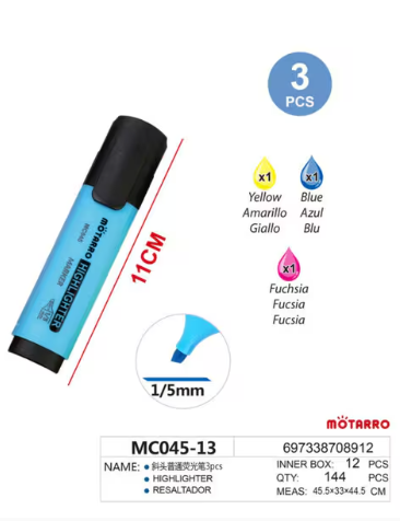 MOTARRO HIGH LIGHTER FLUOR 3PCS/PKT