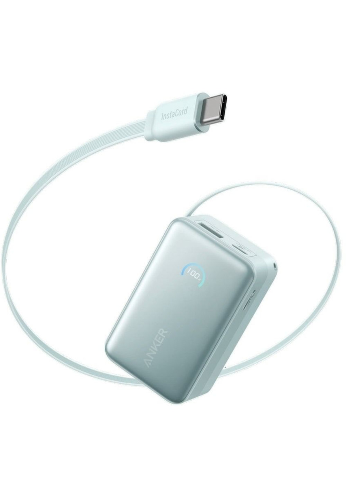 ANKER POWER BANK 10000mAh 45W BUILT IN RETRACTABLE USB-C CABLE WHITE