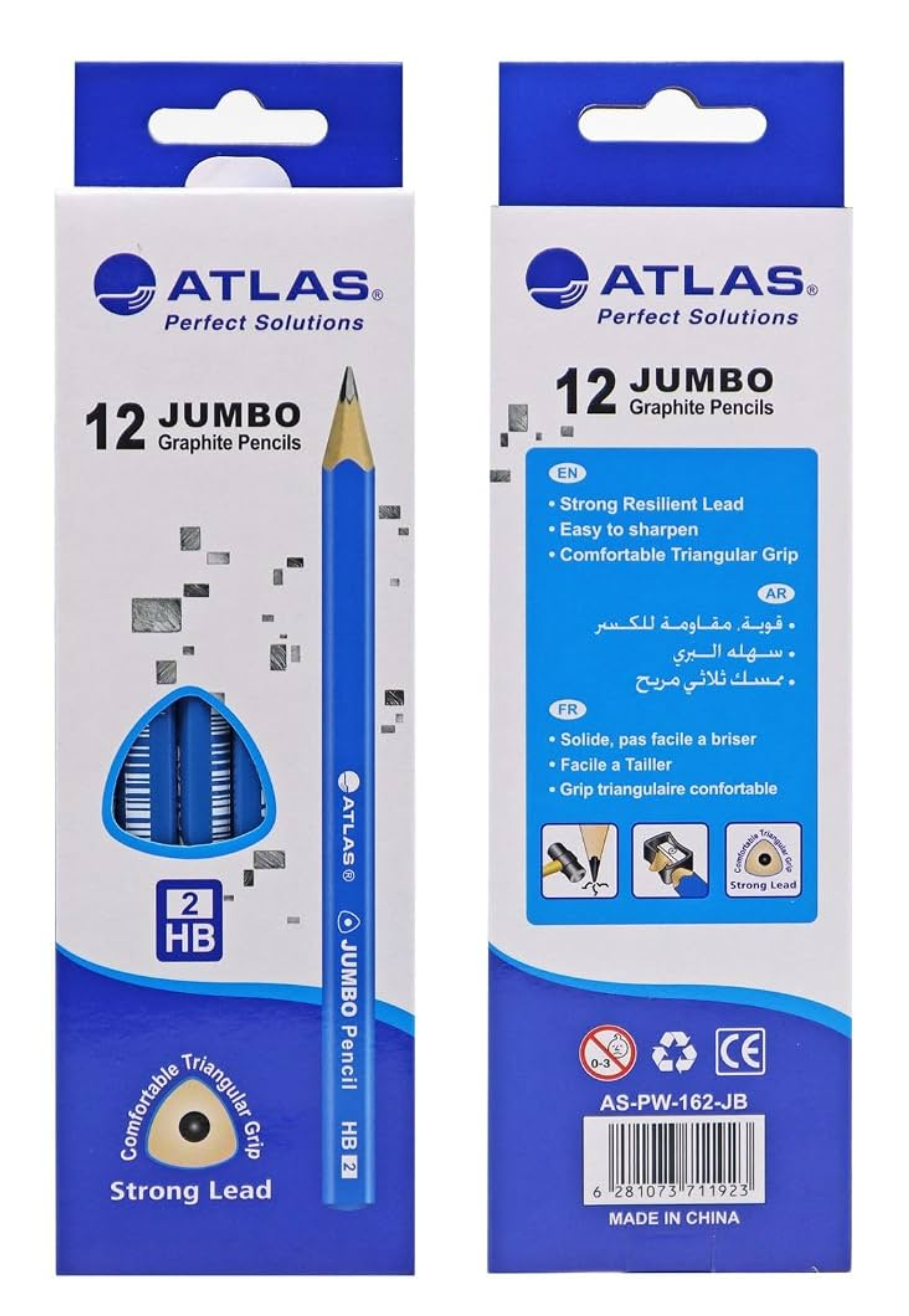 ATLAS HB JUMBO PENCIL TRI BLUE 12PCS/PKT