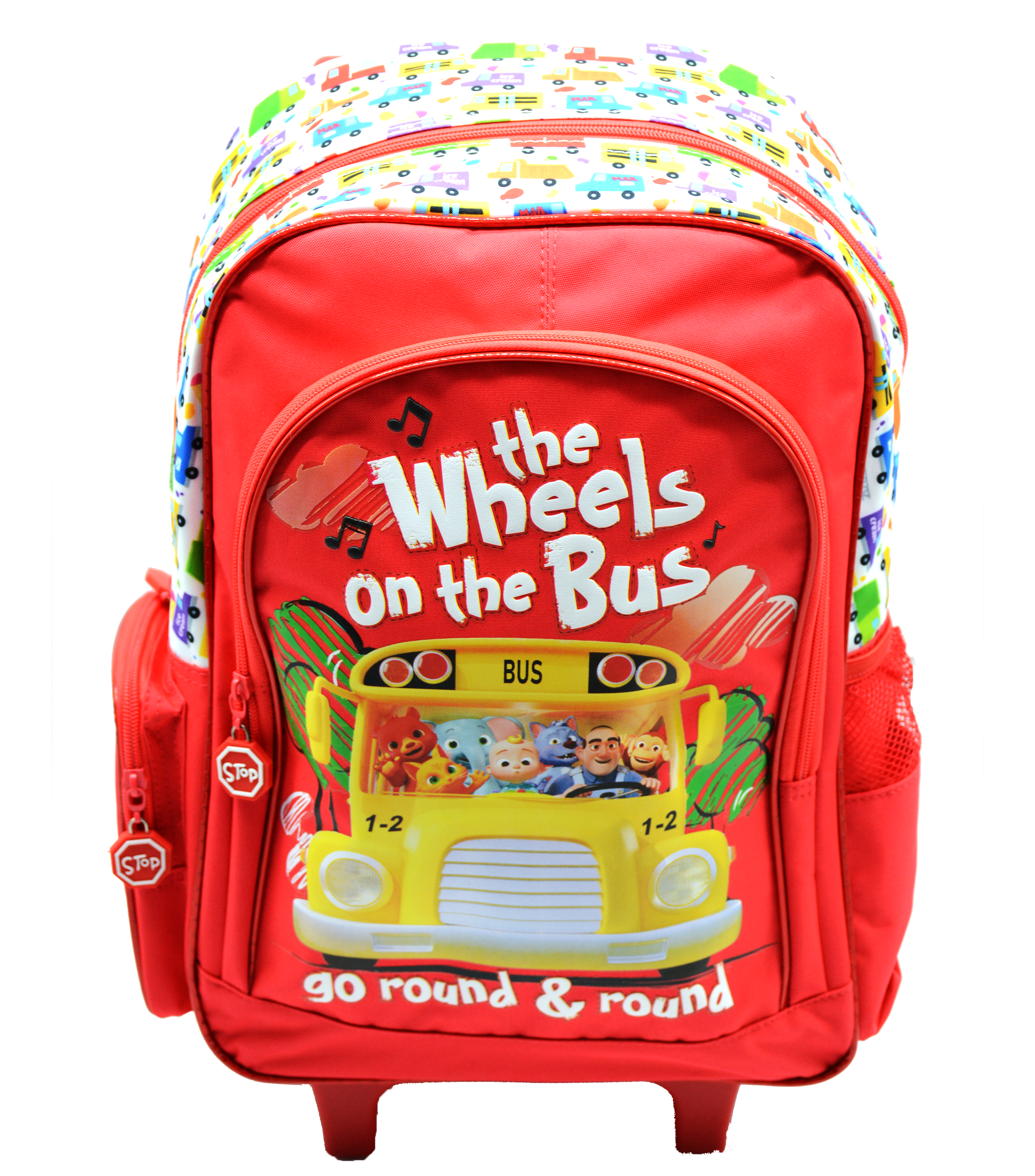 COCOMELON THE WHEELS ON THE BUS TROLLEY BAG W/2 COMPARMENT 16"