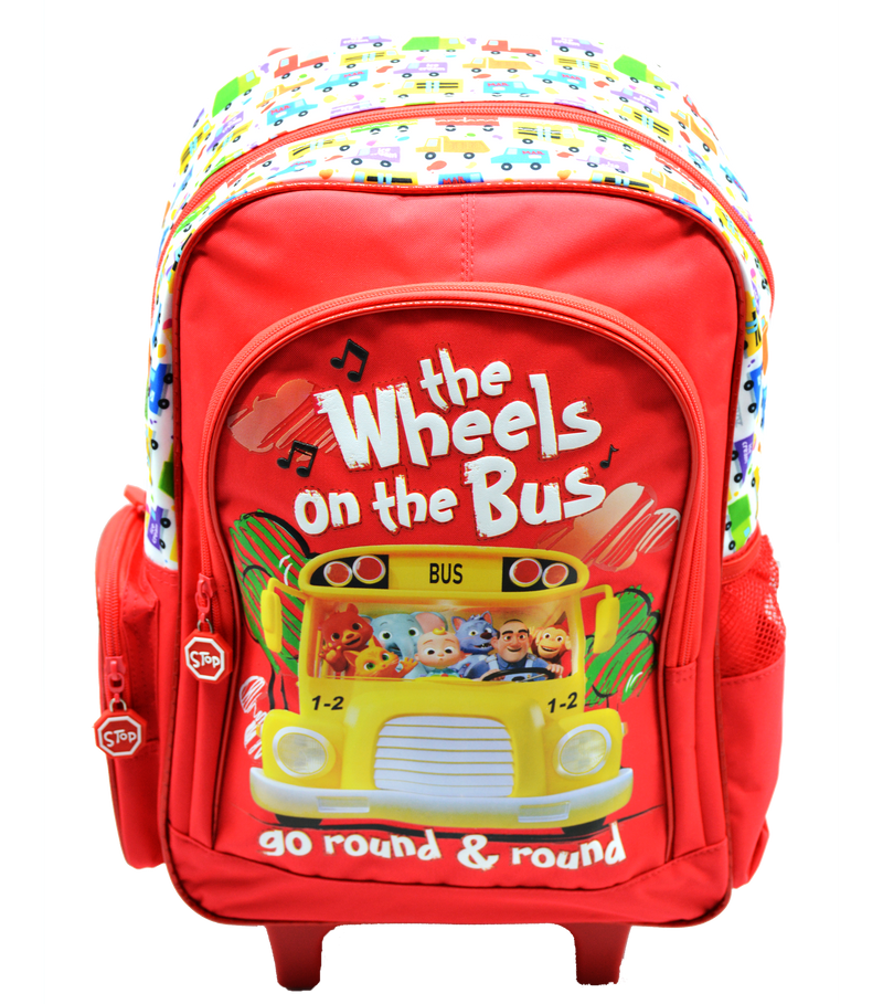 COCOMELON THE WHEELS ON THE BUS TROLLEY BAG W/2 COMPARMENT 16"