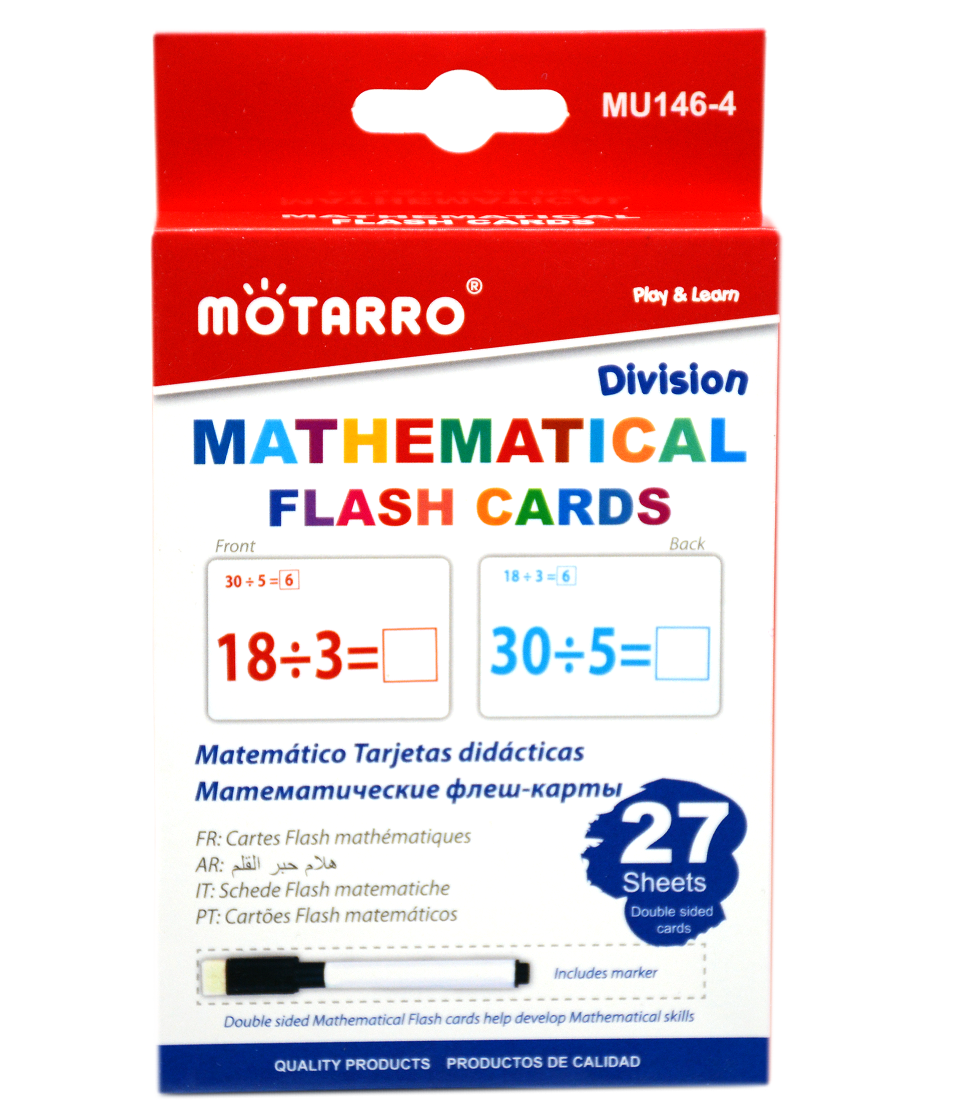 MOTARRO DIVISION MATHEMATICAL FLASH CARD