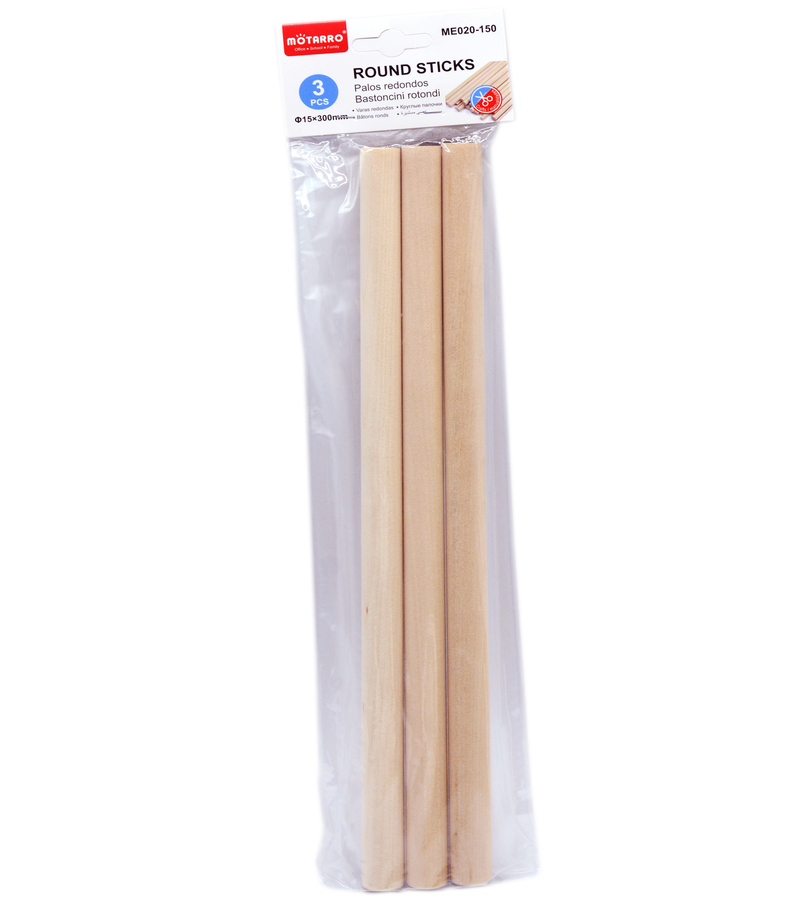 MOTARRO WOODEN STICK 3PCS PACK 15X300MM