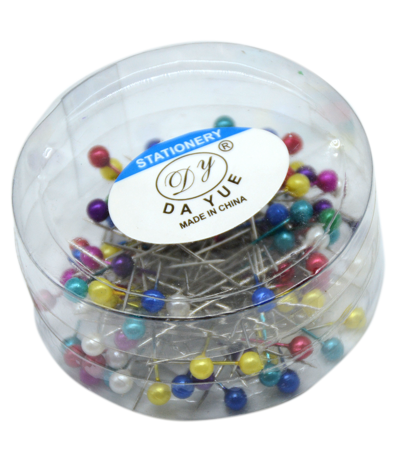 COLOURFUL PEARL ROUND HEAD PINS 100PCS