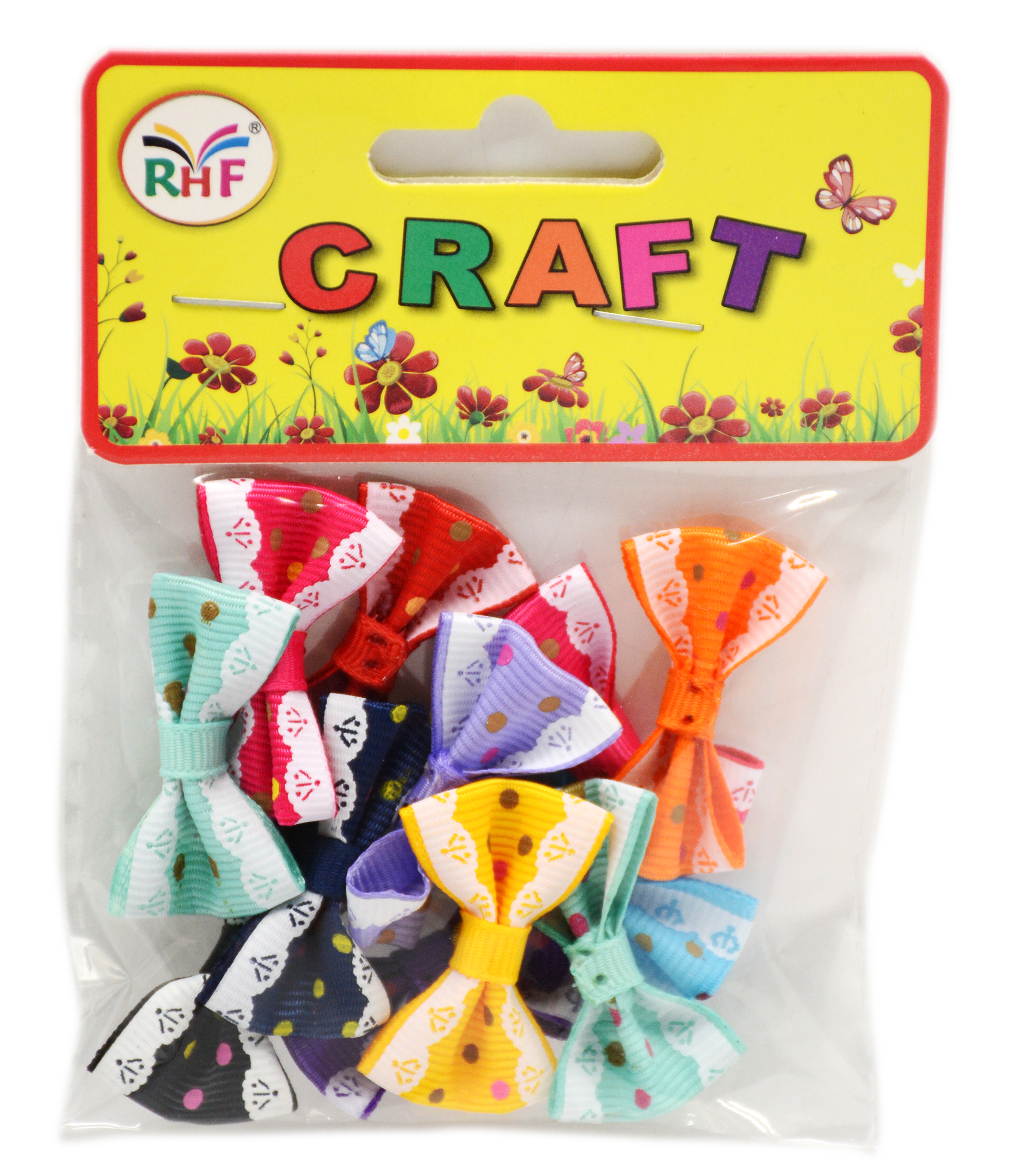 CRAFT COLORED BOW 18PCS/PKT-ASSTD