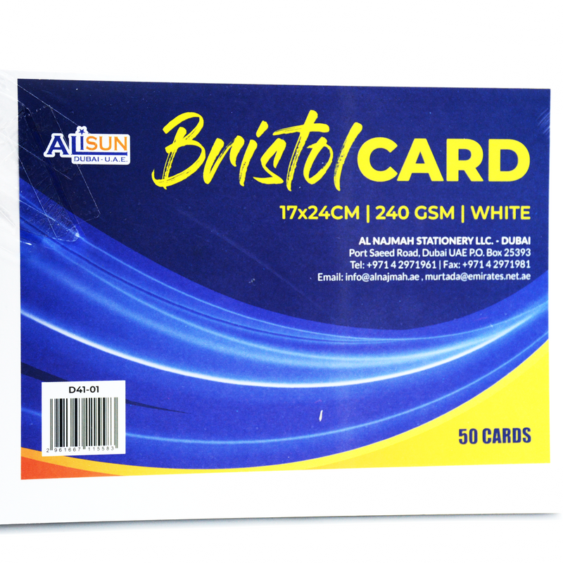 ALISUN BRISTOL CARD WHITE 17x24cm 240GSM 50SHT