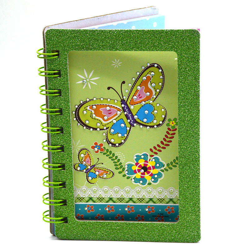 GLITTER SPIRAL NOTEBOOK 10X15CM BUTTTERFLY