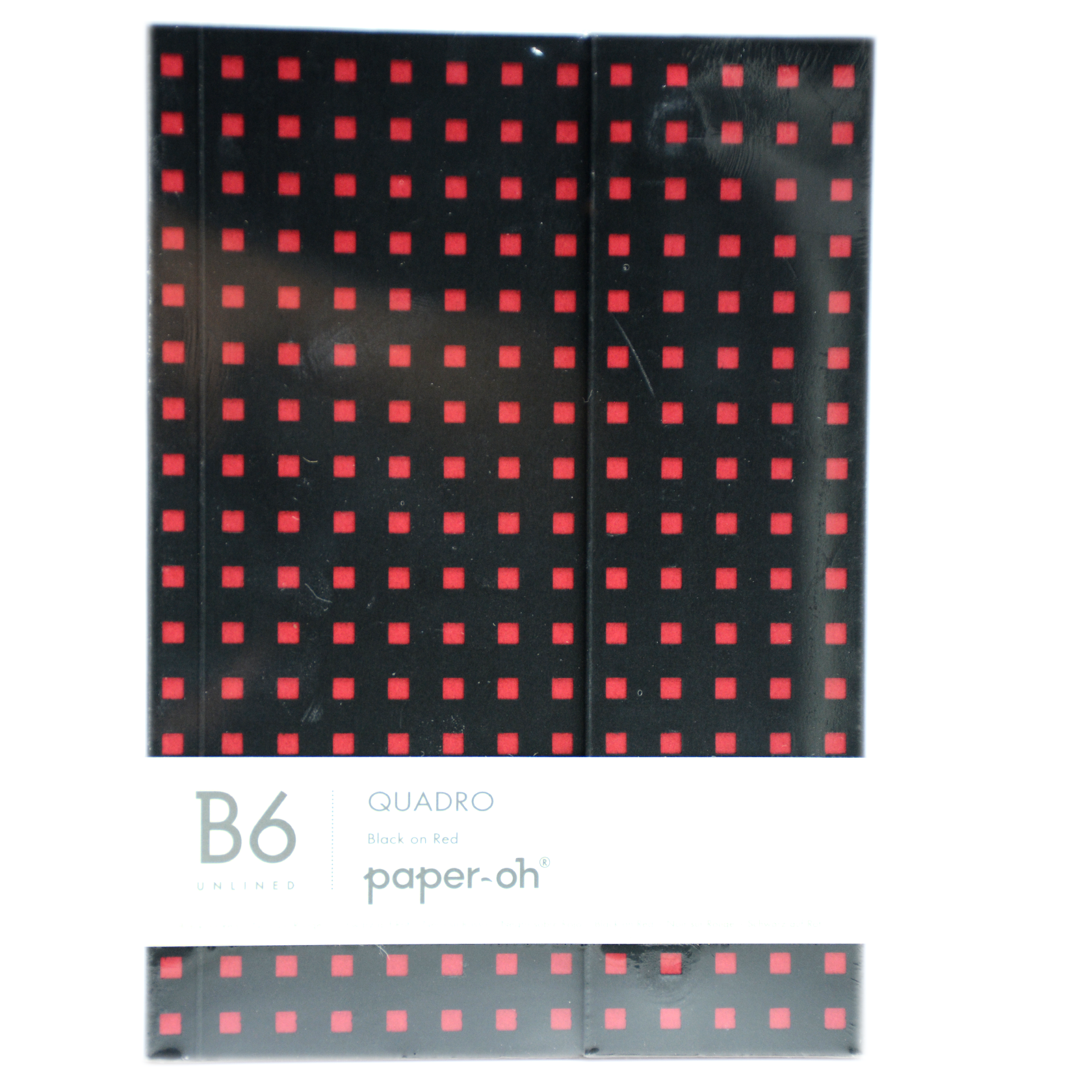 PAPER-OH QUADRO BLACK ON RED B6 UNLINED NOTEBOOK