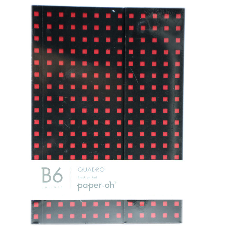 PAPER-OH QUADRO BLACK ON RED B6 UNLINED NOTEBOOK