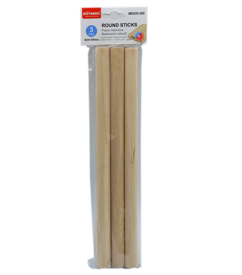 MOTARRO WOODEN STICK 3PCS PACK 20X300MM