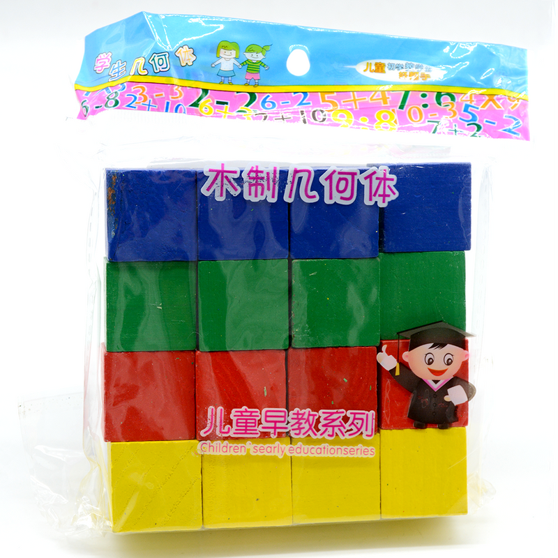 WOODEN CUBES 3CM 16PCS/PKT MIX COLOR