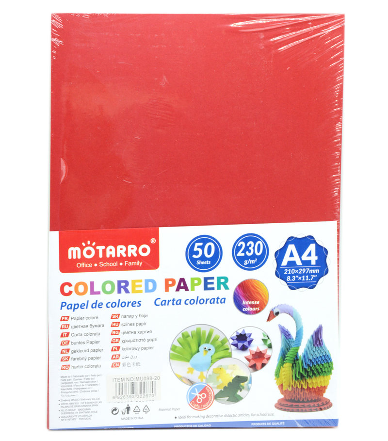 MOTARRO COLOUR PAPER 50PCS/PKT 230GSM-A4