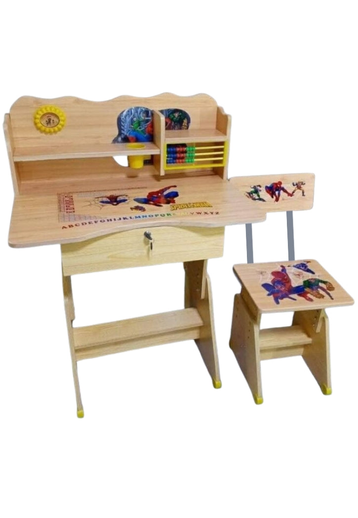 CHILDRENS WOOD COLOR TABLE & CHAIR SET-SPIDERMAN
