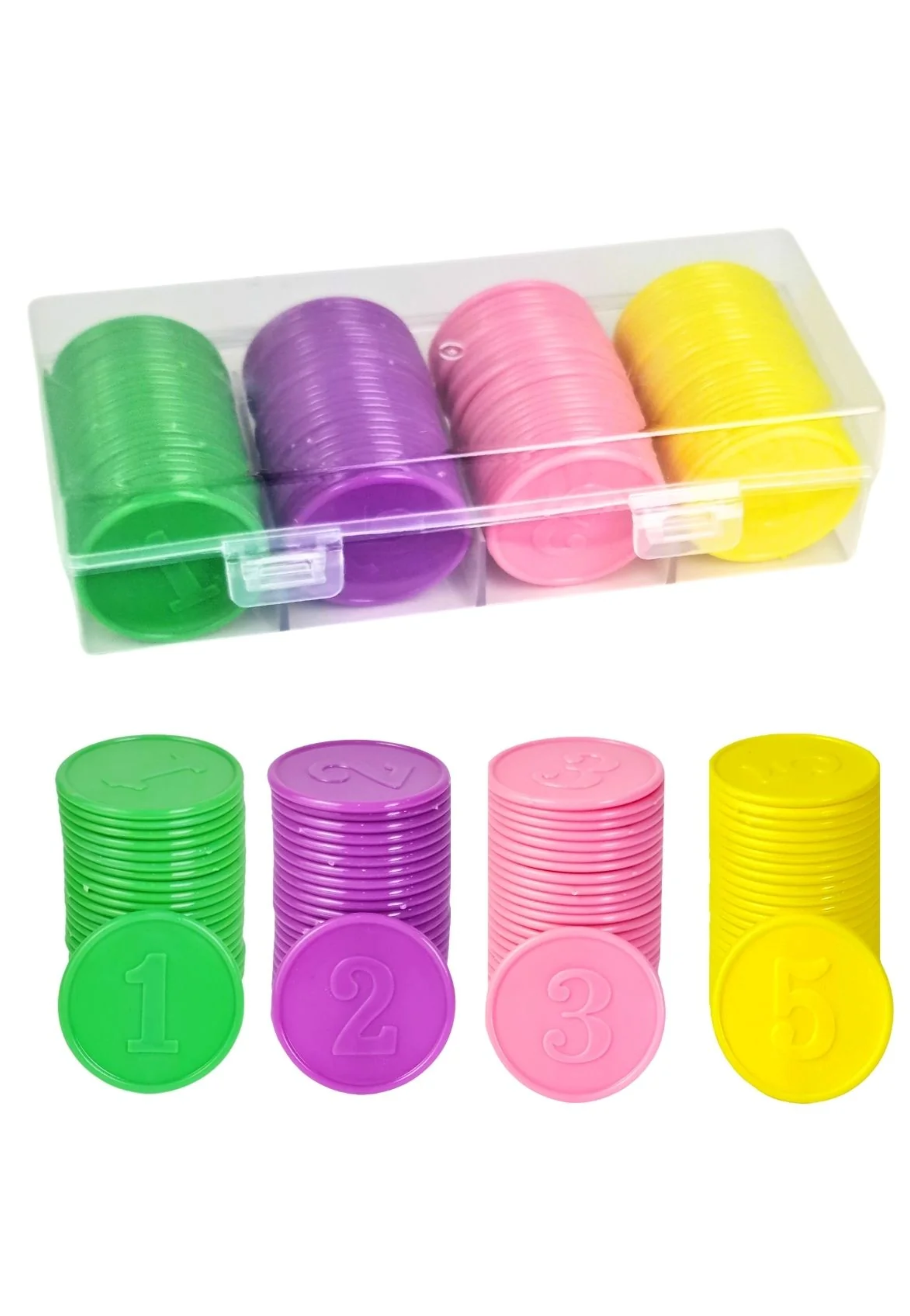 COLORFUL PLASTIC COINS FOR CLASSROOM ENGAGEMENT-100PCS SET