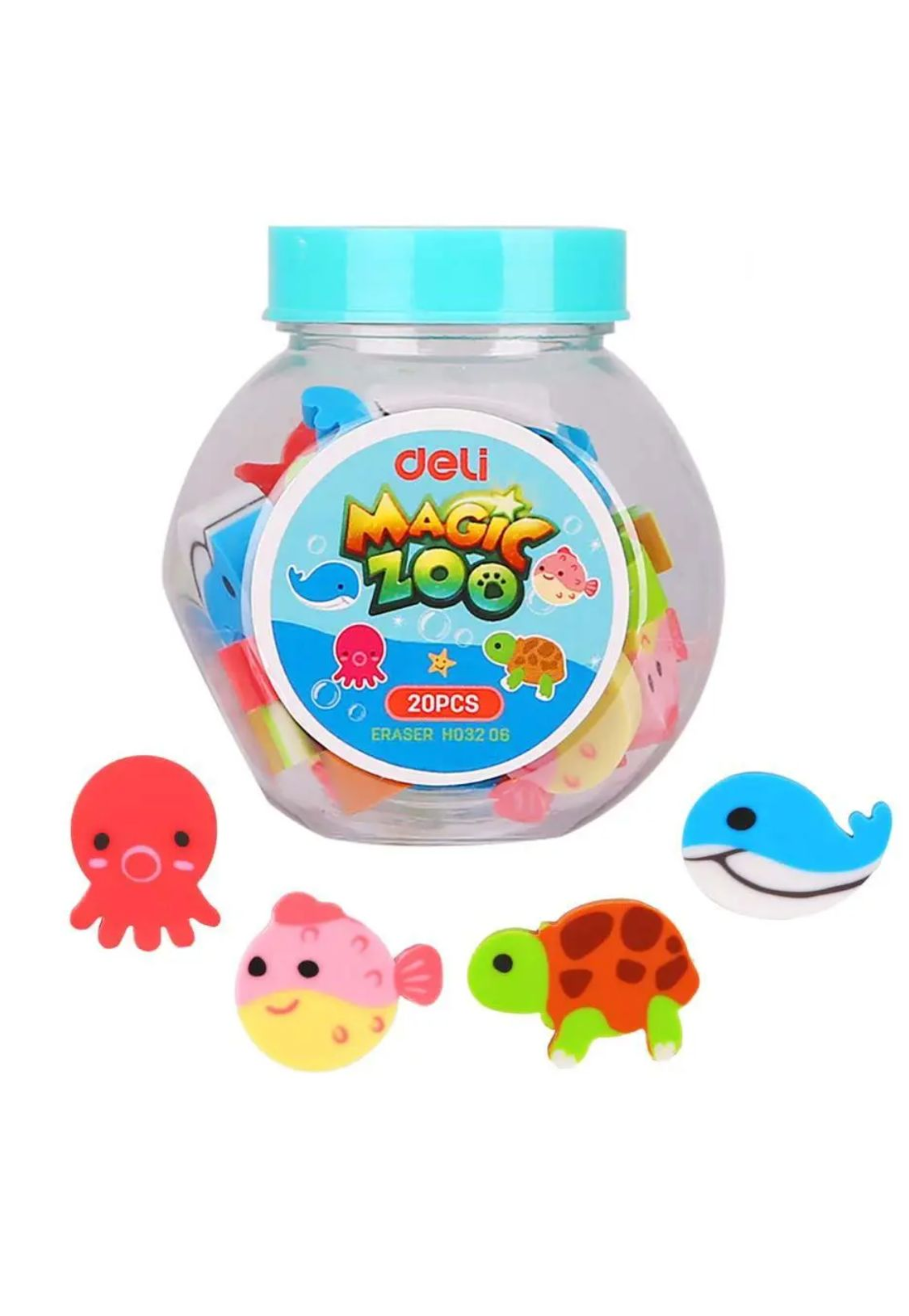 DELI MAGIC ZOO FANCY ERASER 20PCS/JAR