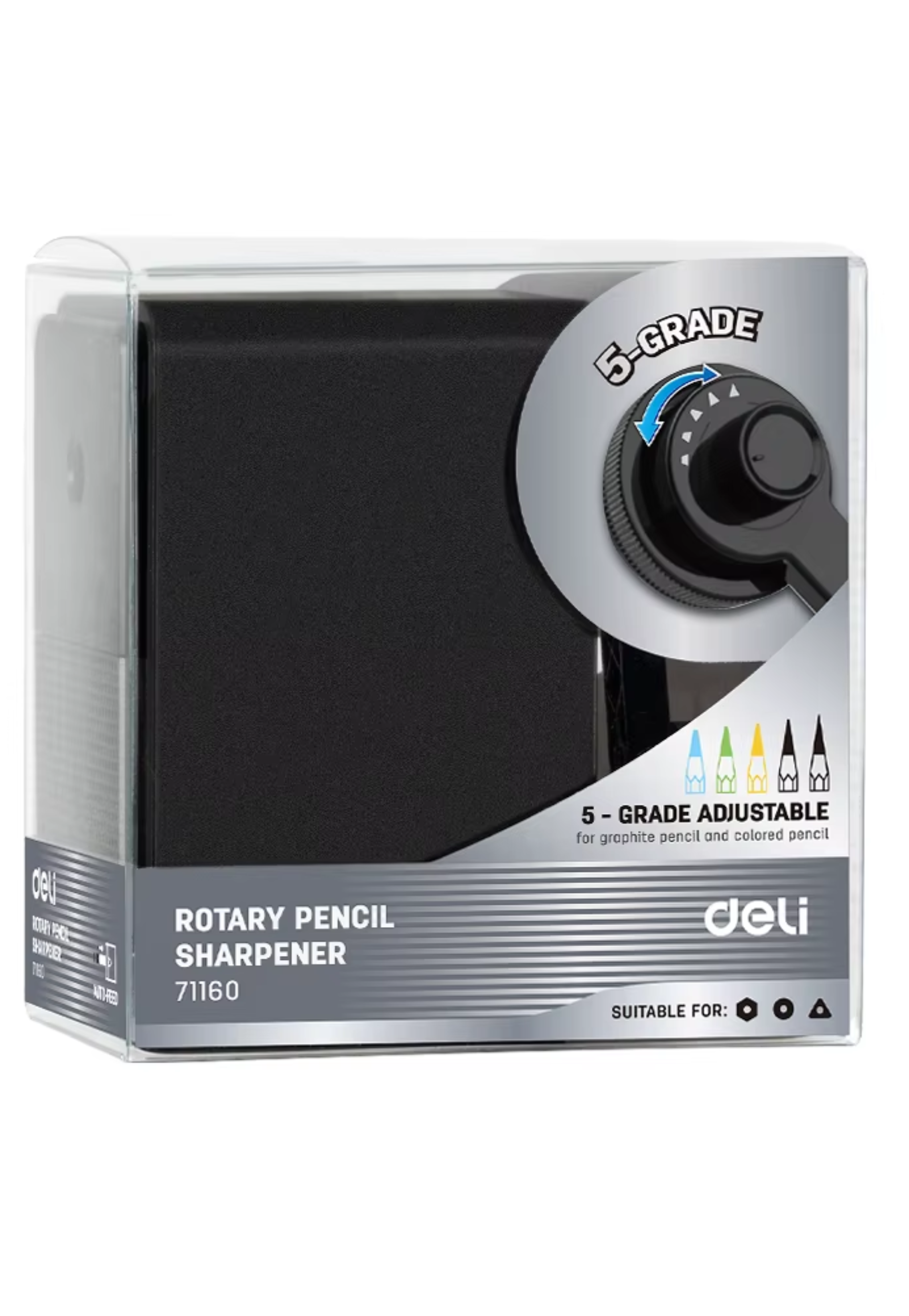 DELI ROTARY PENCIL SHARPENER 8MM 71160 BLACK