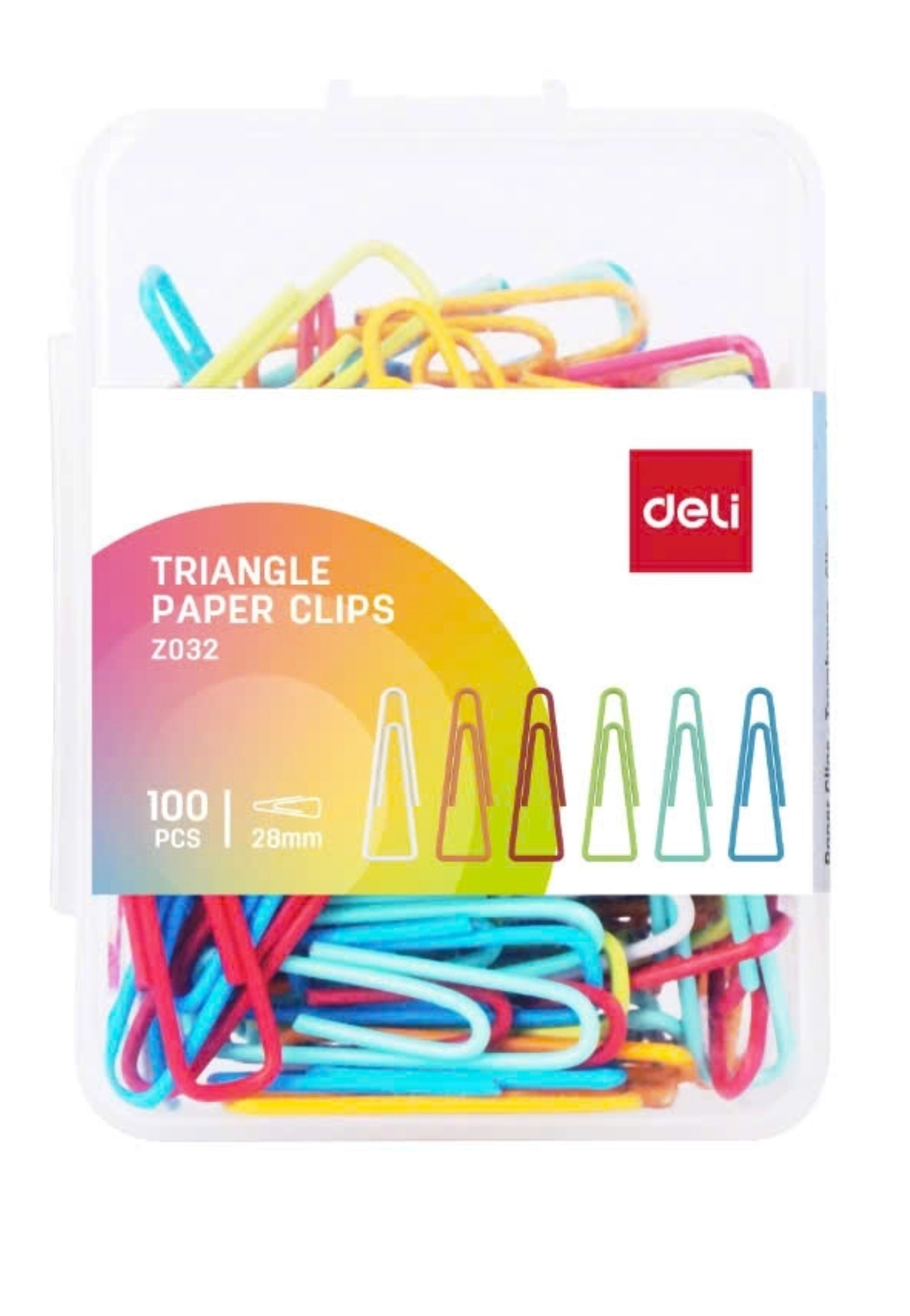 DELI TRIANGLE PAPER CLIP 28MM Z032-ASSTD