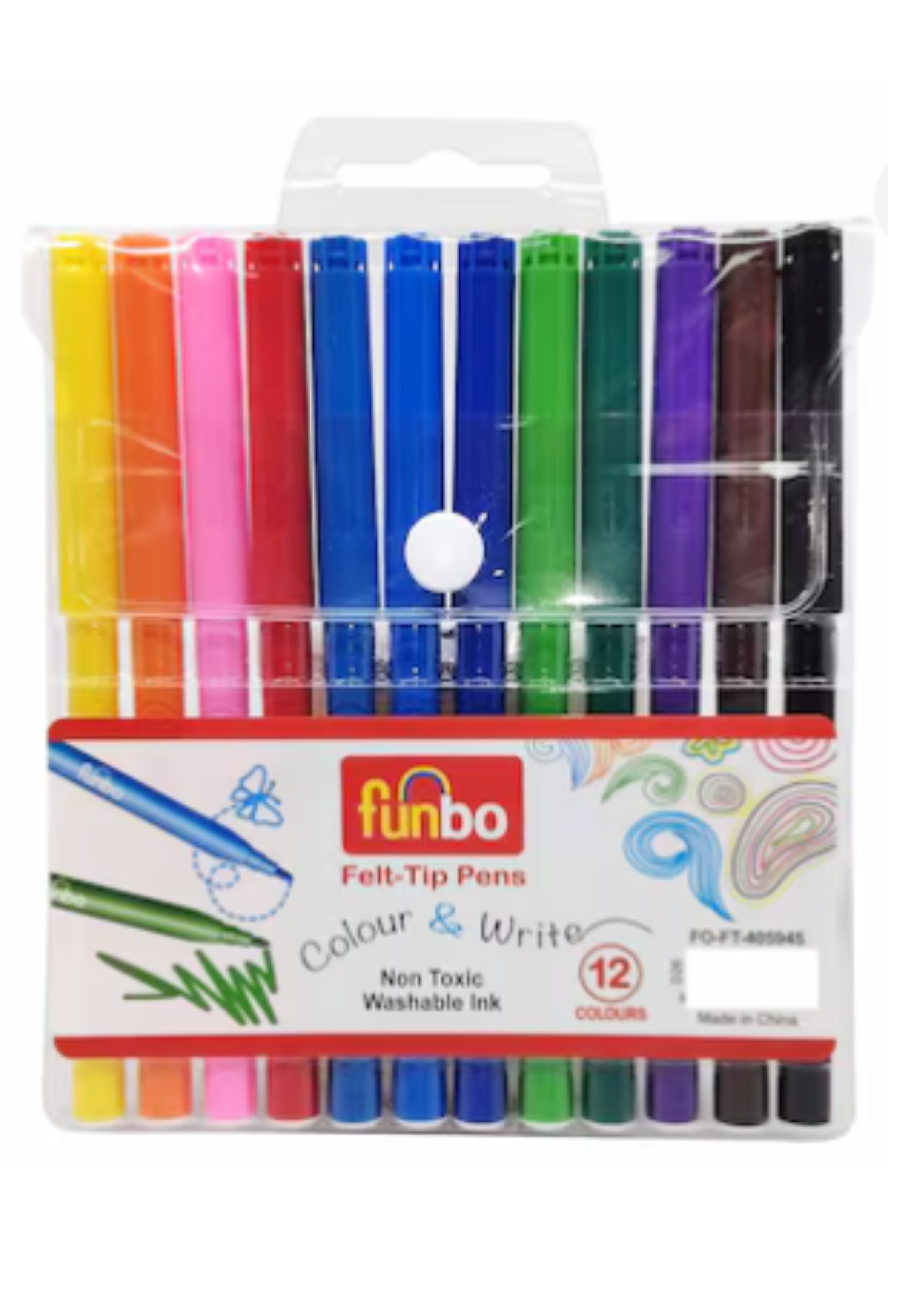 FUNBO FELT TIP ROUND 12COLORS PACK