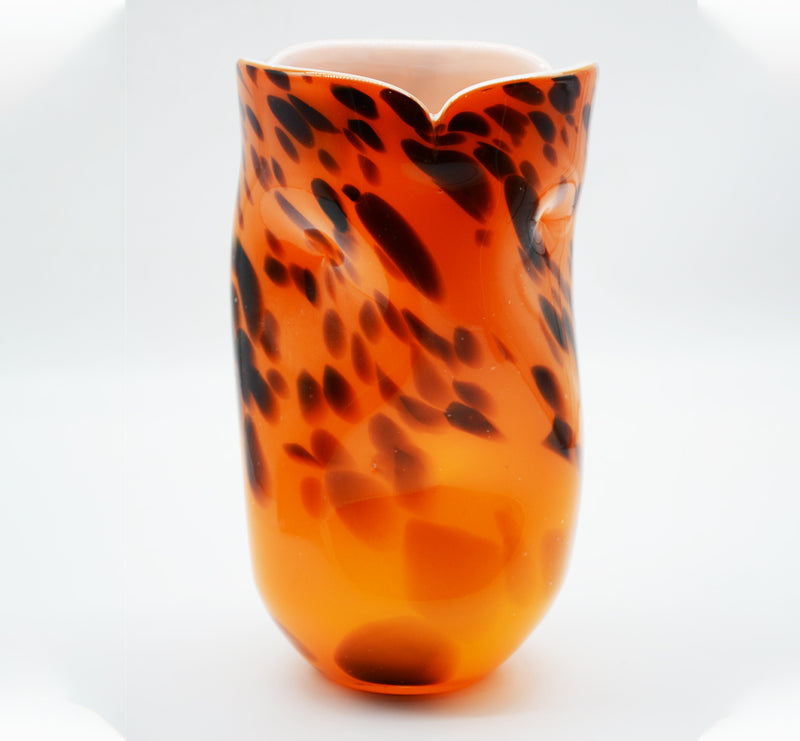 GLASS FLWR VASE-LONG-ORANGE