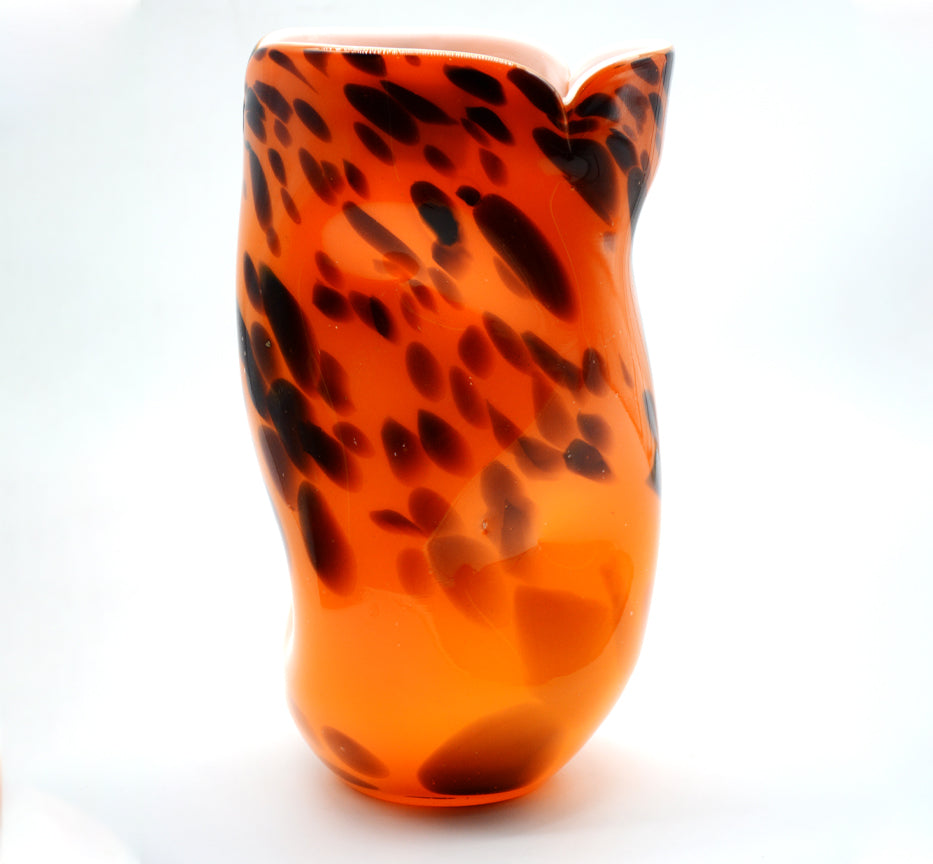 GLASS FLWR VASE-LONG-ORANGE