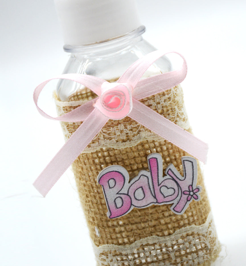 BABY DECORATION PVC BOTTLE WITH JUTE COVER BLUE/PINK