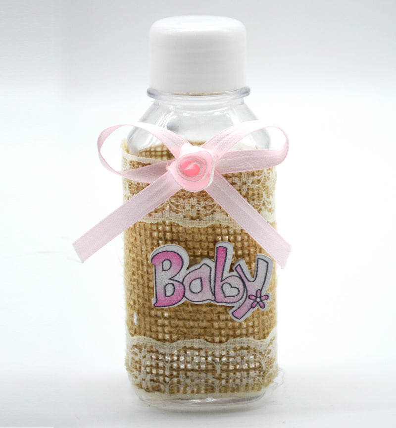 BABY DECORATION PVC BOTTLE WITH JUTE COVER BLUE/PINK